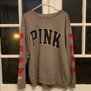 Olive green hoodie with rose patches